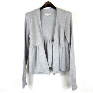 Aerie Gray Open Front Peplum Cardigan Size Large